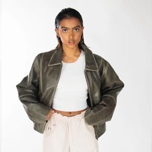 In My Element - MABEL DISTRESSED BOXY LEATHER JACKET